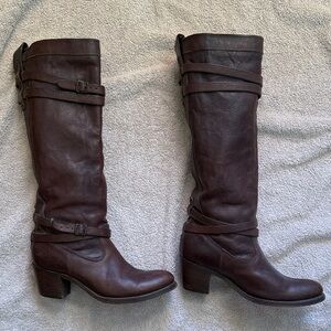 Frye Brown Leather Buckle Boots